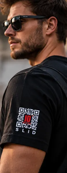 T-shirt ou roupa com o QR da marca ID Slid com etiqueta NFC — 4/9